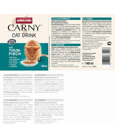 Animonda Carny Cat Drink - Tuna Soup Supplementary Cat Food 24 x 140ml - Premium Wet Cat Food - Buy Online on GoSupps.com