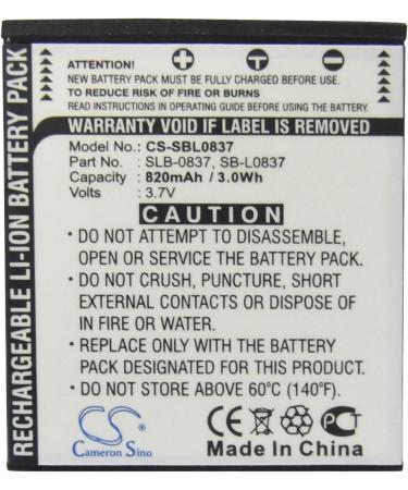 Replacement Battery for Samsung Digimax Models - SB-L0837 SLB-0837 820mAh/3.7V - International Shipping Available - Buy Online on GoSupps.com