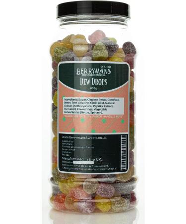 Original Dew Drops Retro Jelly Sweets Gift Jar By Berrymans Sweet Shop - Classic Sweets Traditional Taste. - Buy Online on GoSupps.com