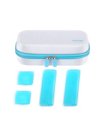 ZICCGA Insulin Cooler Travel Case for Pen Diabetics Medication Bag Organizer with 4 Ice Packs for Vials EpiPen White