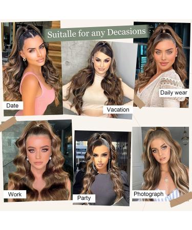 YEESHEDO Long Wavy Drawstring Ponytail Hair Extension | Clip-in Curly Synthetic Hairpiece 26 Chestnut Brown with Blonde | Women's Hair Accessories - Buy Online on GoSupps.com