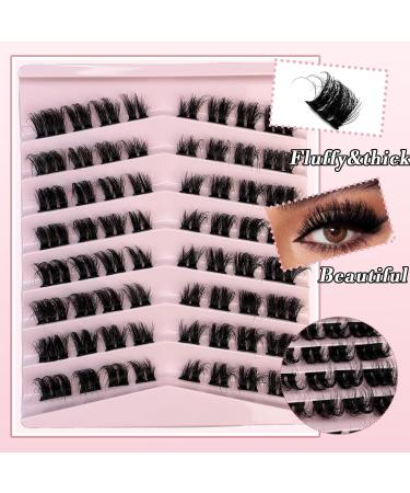 Fluffy Cat Eye Lash Clusters | 12-20MM D Curl Wispy Individual Eyelashes | 64 PCS DIY Extensions by Anforlin - Shop Internationally - Buy Online on GoSupps.com