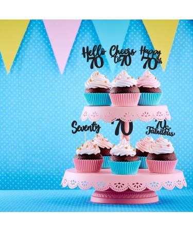 36Pcs Black 70th Birthday Cupcake Toppers Cheers to 70 Seventy Cupcake Picks Happy 70th 70 Fabulous Cupcake Topper for 70th Birthday Wedding Anniversary Party Cake Decorations Supplies - Buy Online on GoSupps.com