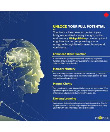 Promise Organic Ginkgo Biloba 120 Capsules Extra Strength. 120 mg Per Capsule. Maximum Strength Brain Health Wellness & Cardiovascular Support- Enhance Mental Clairty & Focus - Buy Online on GoSupps.com