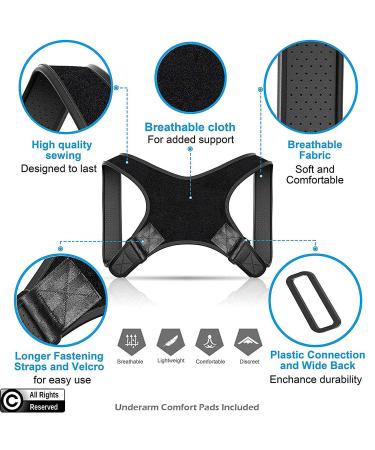 POAGL Posture Corrector for Men | Adjustable Upper Back Brace for Neck, Back, and Shoulder Pain Relief | Clavicle Support Brace for Kyphosis Straightening | Design Patented | Universal Fit | Black - Buy Online on GoSupps.com