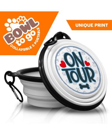 ON Tour Portable Foldable Drinking Bowl with Carabiner | Unique Pet Food Bowl for On-the-Go | Ideal for Travel & Outdoor Adventures - Buy Online on GoSupps.com