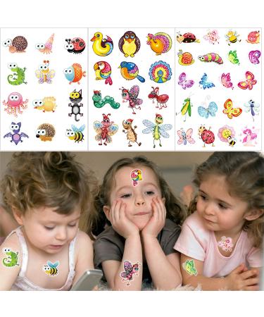 Konsait 180pcs Glitter Tattoos for Kids - Fairy, Princess, Butterfly & Animal Designs | Temporary Tattoo Stickers for Girls Birthday Party Favors - Buy Online on GoSupps.com