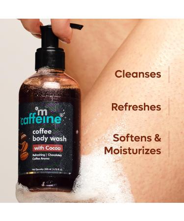 mCaffeine Coffee Body Wash with Cocoa - Sulphate Free Body Cleanser for Men & Women | Refreshing Chocolate Aroma & Vitamin E | 200 ml - Buy Online on GoSupps.com