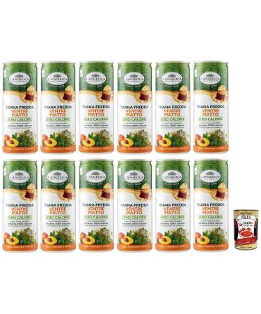 Italian Gourmet E.R. L'Angelica Tisana a Freddo Ventre Piatto Set of 12 cold herbal teas with peach fennel and mint flavor calorie-free sugar-free disposable box of 240 ml + 400 g Italian Gourmet Polpa di Pomodoro