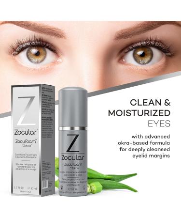 Zocular ZocuFoam Eyelid Cleanser 50ml - Foaming Eyelid Scrub for Blepharitis Demodex and Inflammation - Stye Treatment for Eyes - Natural pH Balanced Treatment - Buy Online on GoSupps.com