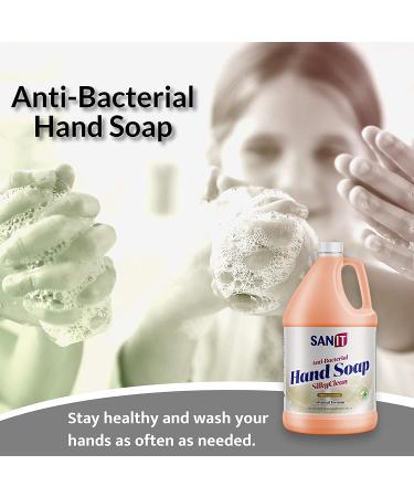 Sanit Silky Clean Antibacterial Hand Soap Refill - 1 Gallon with Coconut Oil & Aloe Vera - All Natural & Moisturizing - Made in USA - Buy Online on GoSupps.com