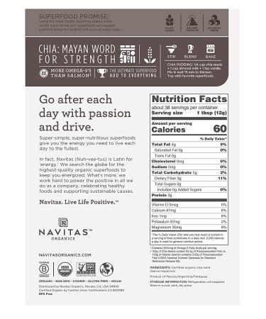 Navitas Organics Chia Seeds 16 oz. Bag - Organic, Non-GMO, Gluten-Free - Buy Online on GoSupps.com