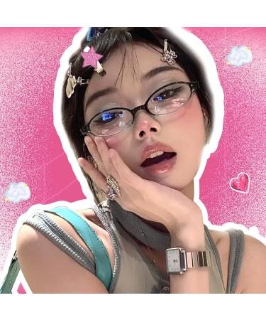 Shop Y2K Oval Fake Glasses - Non-Prescription Blue Light Eyewear for Women | Clear Cosplay Brown Frame - Buy Online on GoSupps.com
