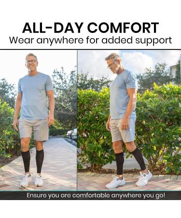 Vive Compression Calf Sleeves - Footless Running / Cycling Socks for Diabetics, Arthritis, Shin Splints - Medium Size (1 Pair) - Buy Online on GoSupps.com
