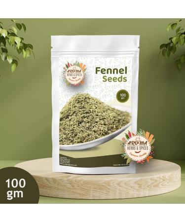 Fennel seeds | 100gm | Premium quality | 100% Fine Quality Ingredient I Herbs & Spices | Authentic | Gluten free | Resealable Zip Lock Pouch |Fennel Seeds for Cooking Smoothies & Lattes - Buy Online on GoSupps.com