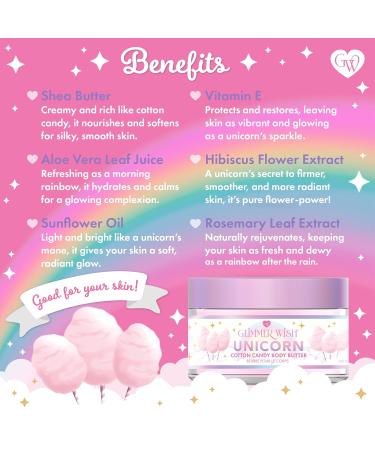 Glimmer Wish Whipped Body Butter for Women with Dry Skin Shea & Coconut Moisturizer Nourishing Body Cream for Women Hydrating Lotion for Smooth Soft Skin (Unicorn Cotton Candy) - Buy Online on GoSupps.com