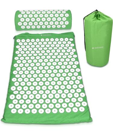 Navaris 2in1 Acupressure Massage Set - Shakti Mat & Pillow with Bag | Green White Needle Mat for Relaxation & Pain Relief - International Shipping Available - Buy Online on GoSupps.com