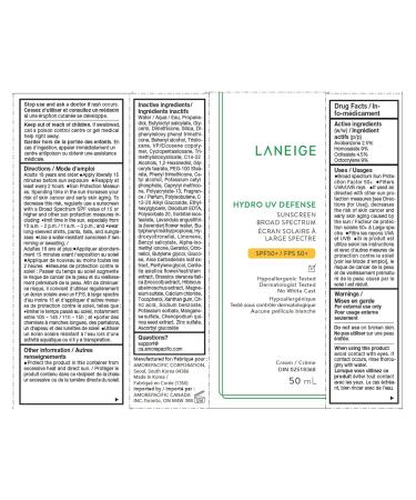 LANEIGE Hydro UV Defense SPF 50+: Lightweight Daily Non-Greasy Sunscreen for UVA & UVB Protection - Buy Online on GoSupps.com