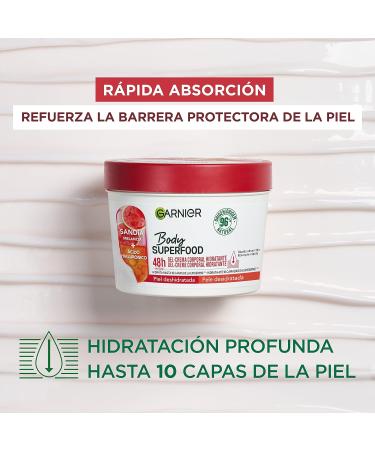 Garnier Garnier Body Superfood Hydrating Body Cream with Watermelon and Hyaluronic Acid for Dehydrated Skin 48 Hour Hydration 2x380ml - Buy Online on GoSupps.com