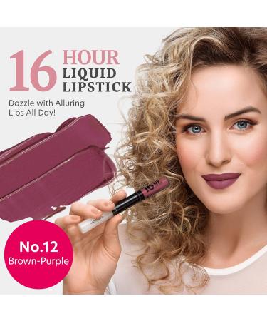 Dermacol 16-Hour Lip Color - Highly Pigmented & Shiny Two-Phase Lip Gloss No. 12 Braun-Lila 7.1 ml | Long-lasting Lip Makeup with Matte & Glitter Finish - Buy Online on GoSupps.com