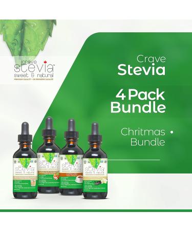 Stevia Liquid Drops Coffee Classics Bundle - 4 Flavours (Vanilla Irish Cream Cappuccino Hazelnut) - Zero Calorie Natural Sweetener by CraveStevia - Buy Online on GoSupps.com