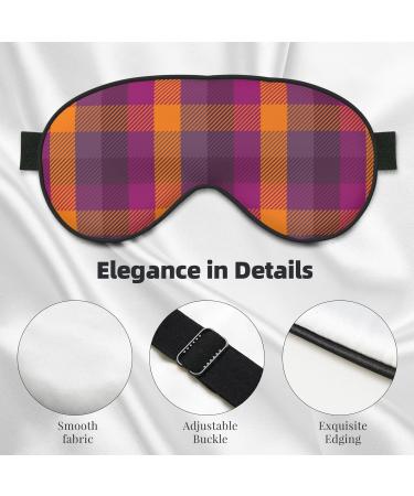 Adjustable Purple Yellow Buffalo Plaid Sleep Mask - Soft Double-Sided Eye Mask for Comfortable Sleep and Eye Edema Relief - Buy Online on GoSupps.com