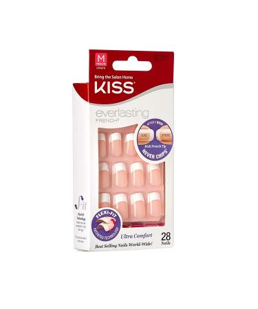 Kiss Everlasting French Nail Kit Medium 28 Nails EF07 - 1 Pack | 28 Count - Buy Online on GoSupps.com