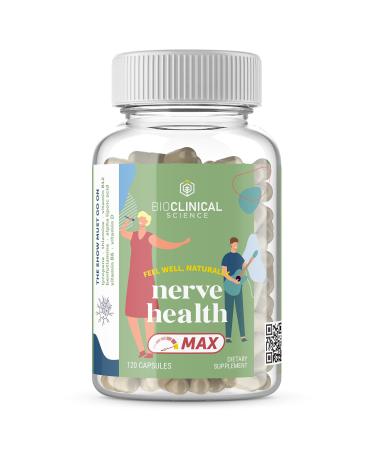 Nerve Health Max - Scientifically formulated with Vitamin D Thiamine Folate Vitamin B6 Vitamin B12 Vitamin B1 Alpha Lipoic Acid Benfotiamine and Lycopene - 120 Capsules - 60 Day Supply