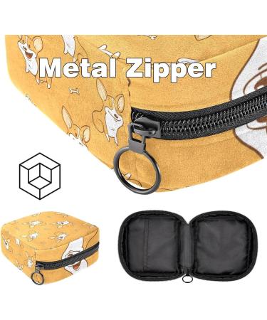 Women's Cartoon Corgi Menstrual Cup Storage Pocket - Travel Makeup Organizer with Big Capacity - Buy Online on GoSupps.com