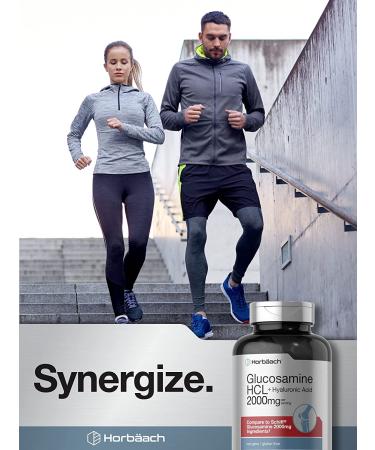 Glucosamine HCL with Hyaluronic Acid 2000mg | 180 Coated Caplets | Non-GMO & Gluten Free by Horbaach - Buy Online on GoSupps.com