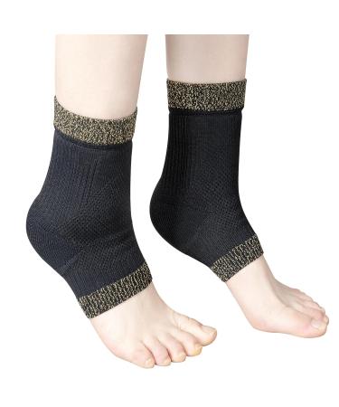 Compression Copper Infused Ankle Support Sleeve for Men & Women - Foot Pain Relief Plantar Fasciitis Sprained Ankle Achilles Tendonitis - L Size - Buy Online on GoSupps.com