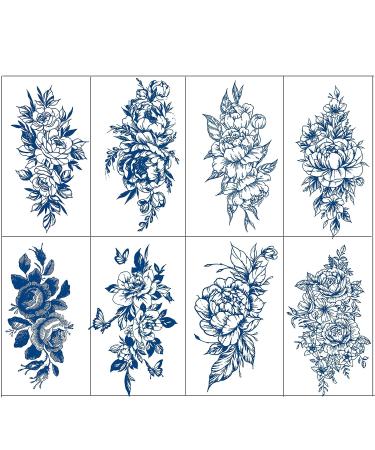 2 Week Flower Semi Permanent Tattoos for Women - 8 Large Sheets & Long-Lasting Juice Upgrade - Realistic Temporary Tattoo Stickers - Set of 10 Sheets - Buy Online on GoSupps.com