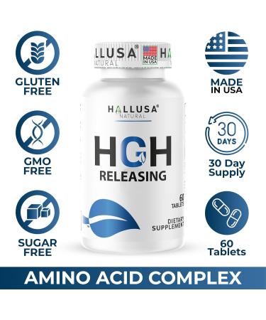 HGH-Releasing Support Supplement with L-Arginine & Ornithine | Nitric Oxide Support for Muscle Recovery Energy & Performance | Amino Acid Complex with Vitamin B3 & Chromium | 60 Tablets - Buy Online on GoSupps.com