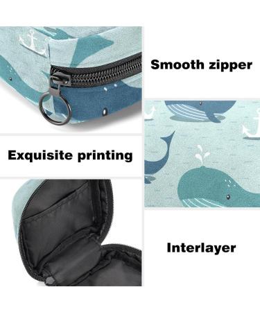 Menstrual Pad Bag with Zipper | Stylish Tampon Pouch for Women & Girls - Whales & Sea Anchor Design - Buy Online on GoSupps.com