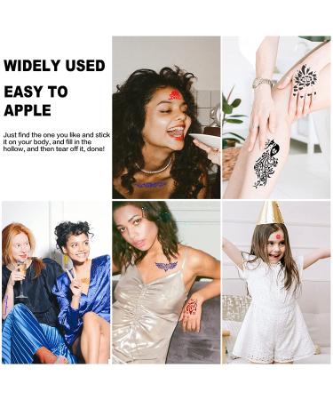 Qullue Henna Tattoo Stencils Kit II - Self-Adhesive Hand Mold for Women, Girls, and Teens - DIY Body Art Stencils with Flowers and Motifs - Buy Online on GoSupps.com