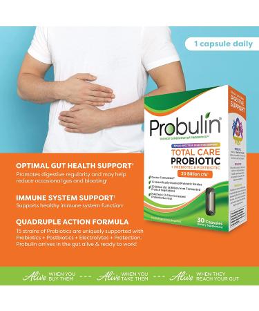 Probulin Total Care Probiotic 20 Billion CFU - 30 Capsules for Digestive Health - Buy Online on GoSupps.com