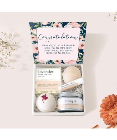 Dear Ava Spa Gifts for Women - Organic Self Care luxury Anti Stress Relaxing Bath and Body Kit Set Basket Box for Her with Heartfelt Card - Congratulation Gift for Girls