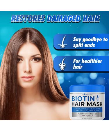 Biotin Hair Mask with Argan Oil - Deep Conditioning Treatment for Dry, Damaged Hair - Split End Repair and Hydrating Moisturizer - Buy Online on GoSupps.com