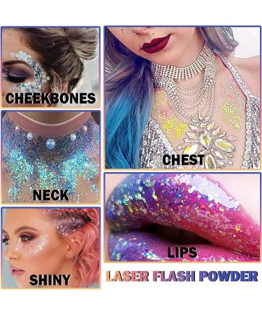 Chunky Glitter Gel for Face, Hair & Body - Long Lasting Sparkle - Holographic White - Perfect for Halloween, Festivals & Raves - Buy Online on GoSupps.com