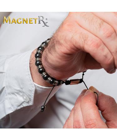 MagnetRX Hematite Bracelet | MAX Strength Magnetic Stones | Beaded Bracelet for Men and Women | Silver Titan 8mm Bead - Buy Online on GoSupps.com