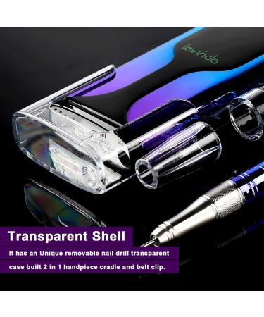 Rechargeable Nail Drill Machine Lavinda Cordless 35,000RPM Skyspace Brushless - Gradient Blue/Purple Metallic | Portable Electrical Nail File for Acrylic Nails with Protective Case - Buy Online on GoSupps.com