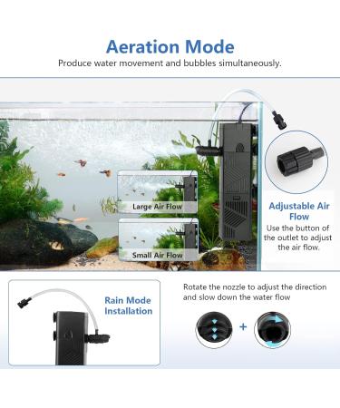 Hygger Aquarium Internal Filter 220L/H - 3W Turtle Filter with Adjustable Flow & Ceramic Filter Balls for 20-40L Aquariums - Buy Online on GoSupps.com