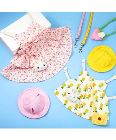 Pet Rabbit Bunny Easter Costume Set with Leash, Hat, and Mini Bag - Pineapple and Cherry Design | Small Animals Accessory for Rabbit, Hedgehog, Ferret, Guinea Pigs, Squirrel - Buy Online on GoSupps.com