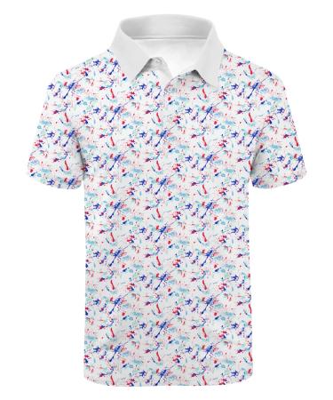 GEEK LIGHTING Men's Polo Shirt Short Sleeves Golf Tennis Polo T-Shirt Casual Sport Polo 1646-white Large