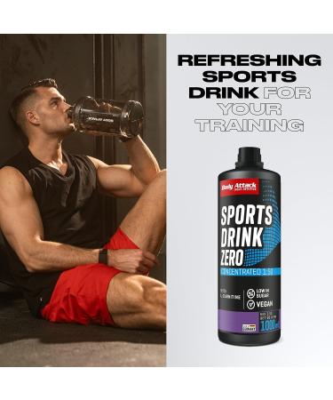 Body Attack Zero Sports Drink - Blood Orange 1000 ML | Vegan Energy Drink Concentrate | Low Sugar Low Fat | 200 Portions | Made in Germany | Vitamins & Minerals - Buy Online on GoSupps.com