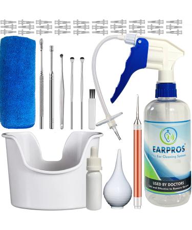 EARPROS Ear Wax Removal Tool Kit Ear Cleaning System Ear Irrigation Kit - Ear Washer for humans with 30 Soft Disposable Tips and LED Light 1