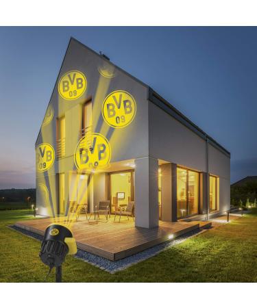 Borussia Dortmund logo projector fan article | LED motif spotlight BVB logo | Lighting for Borussia Dortmund supporters (yellow/black) - Buy Online on GoSupps.com