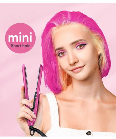 Buy Terviiix Mini Flat Iron - Adjustable Temperature Travel-Size Hair Straightener for Short Hair & Curls - Portable Dual Voltage Auto-Off Ceramic Curler in Hot Pink - Buy Online on GoSupps.com
