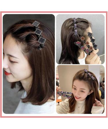 Buy Kolibri Crystal Flower Hair Clips 5 Braided Rhinestone Clips for Women & Girls | Satin Fabric Duck Beak Hair Accessories - Buy Online on GoSupps.com