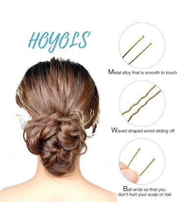 Hoyols U-Shaped Hairpins for Women & Girls - 100 Pack Blonde Metal Bobby Pins for Thick Hair Curved Design for Elegant Hairstyles - Buy Online on GoSupps.com